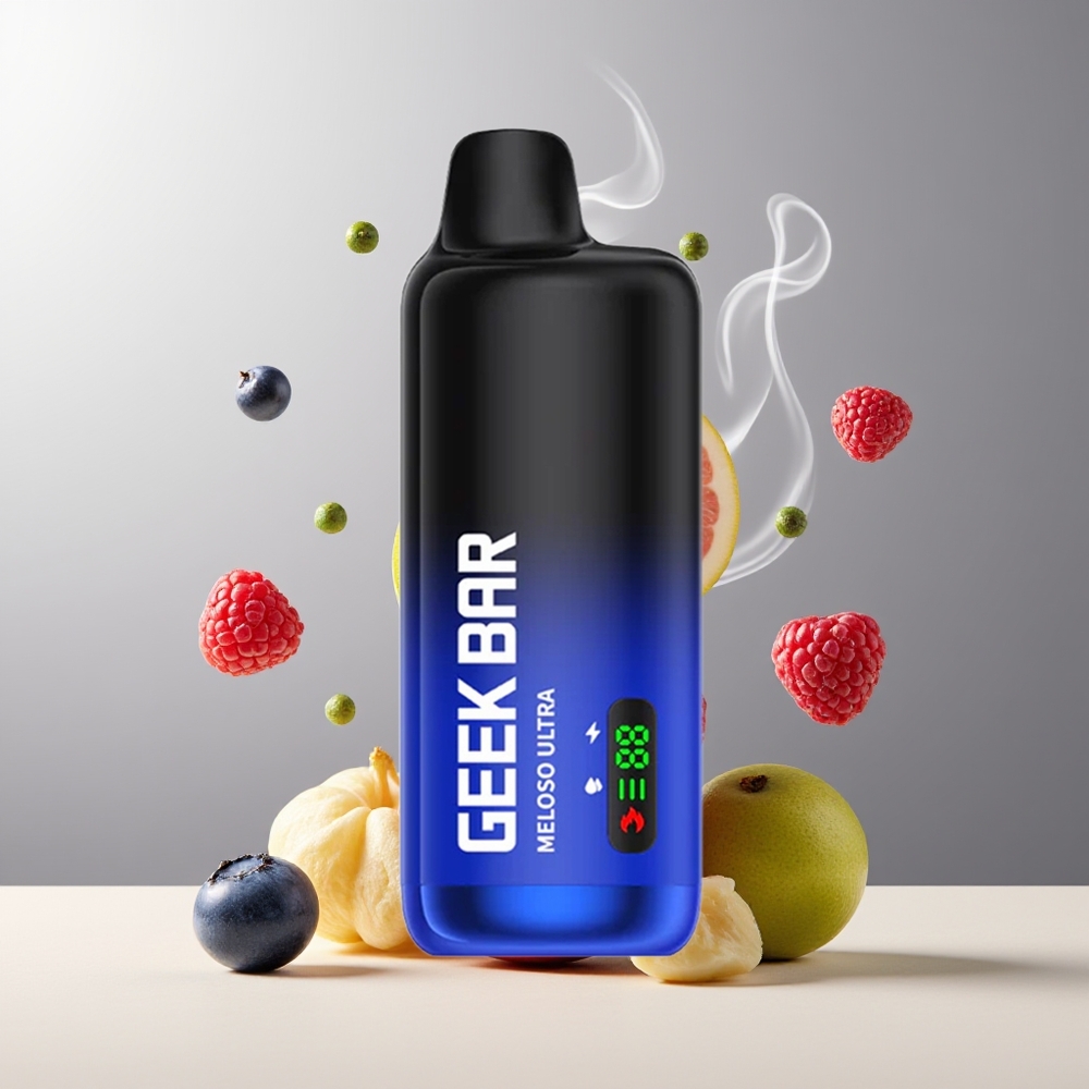 GEEK BAR Meloso Ultra 10000 Puffs Engangs Vape 5 Nikotin 630 mAh USB-C Dual Mesh Coil Smart LED-skärm grossister Sverige