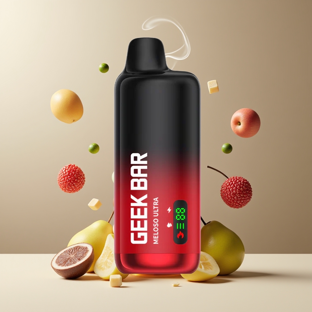 GEEK BAR Meloso Ultra 10000 Puffs Engangs Vape grossister Sverige med 5 nikotin 630 mAh batteri USB-C-laddning och Smart LED-skärm
