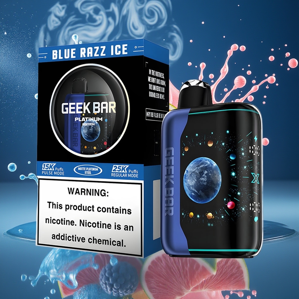 GEEK BAR Platinum Edition grossister Sverige – 25000 Puffar 20mL E-Liquid 2 Nikotin Premium Matte Platina Stål Finish