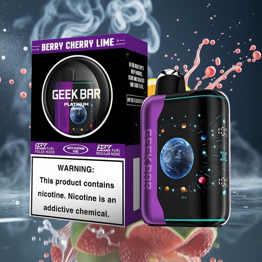 GEEK BAR Platinum Edition grossister Sverige – 25000 Puffar Matte Platinum Stål Finish 20mL E-Liquid 2 Nikotin