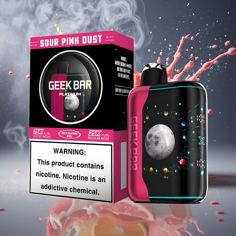 GEEK BAR Platinum Edition grossister Sverige – 25000 puffar Premium Matte Platinum Steel Finish 20mL E-Liquid 2 nikotin