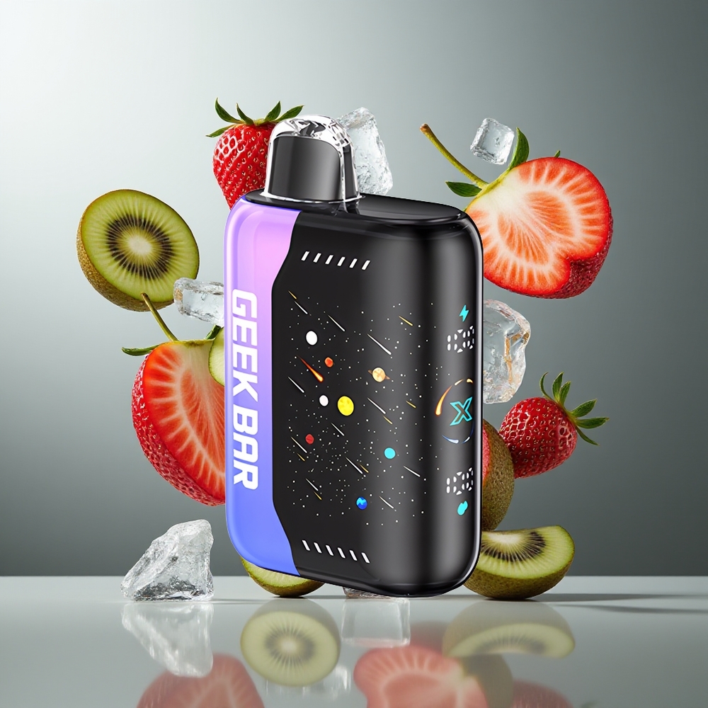 GEEKBAR Pulse X 42K Puffs Meteor Edition grossister Sverige – 820mAh Snabbladdning 3D-böjd skärm Justerbar Luftflöde Dual Mesh Coil