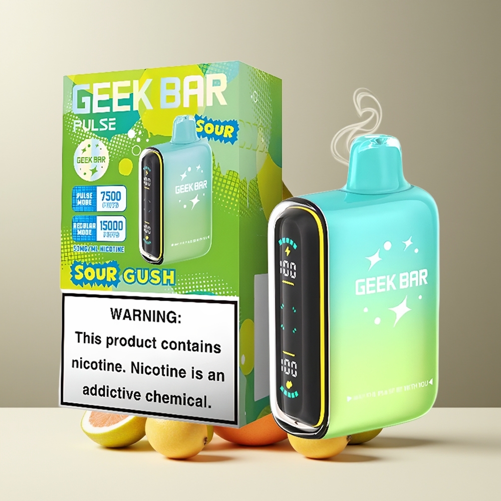 Geek Bar Pulse 15000 Puffs grossister Sverige med 16ML e-vätska 5 nikotin justerbar luftflöde och USB Type-C