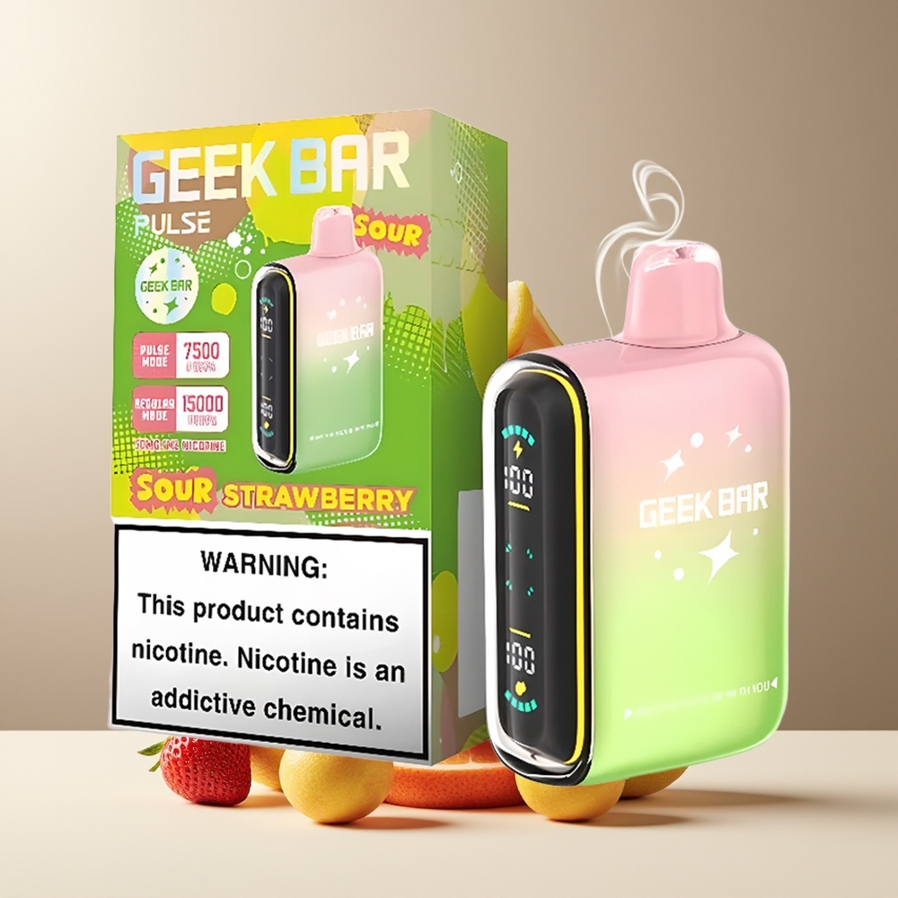 Geek Bar Pulse 15000 Puffs grossister Sverige med 16ML e-vätska 5 nikotin justerbar luftflöde och USB Type-C