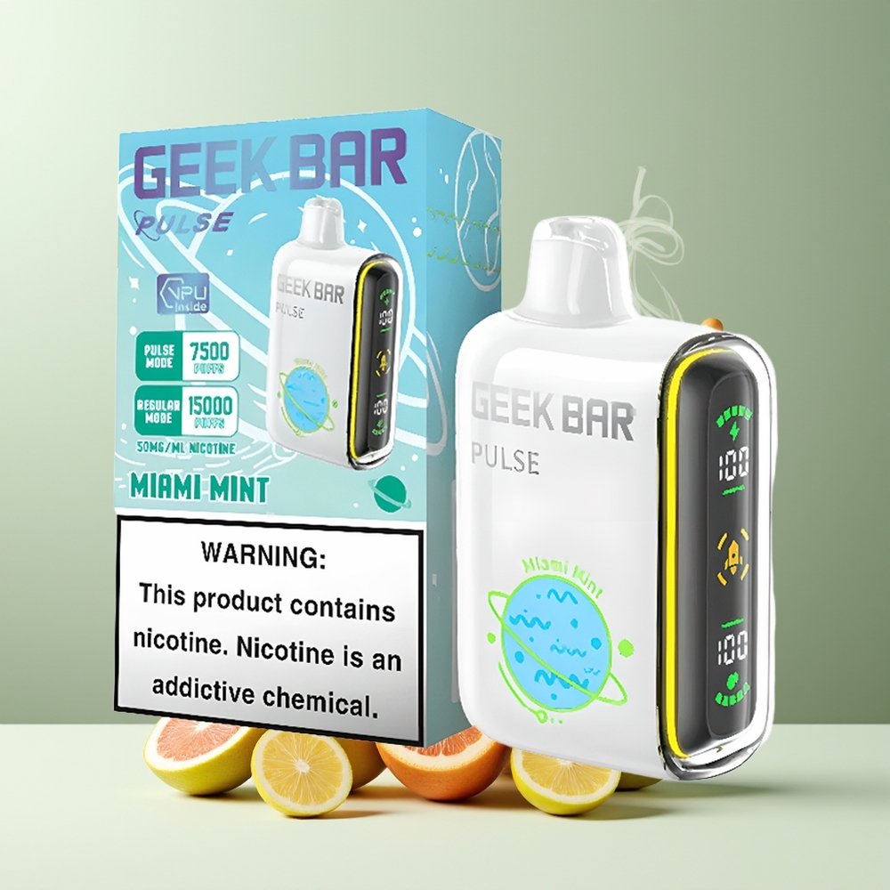 Geek Bar Pulse 15000 Puffs grossister Sverige med 16ML e-vätska 5 nikotin och USB Type-C-laddning