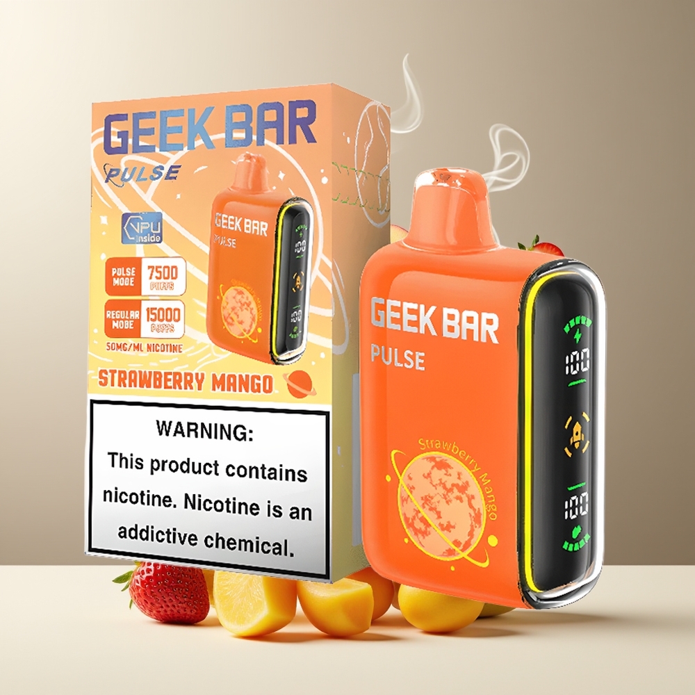 Geek Bar Pulse 15000 Puffs grossister Sverige med 16ML e-vätska 5 nikotin och USB Type-C-laddning