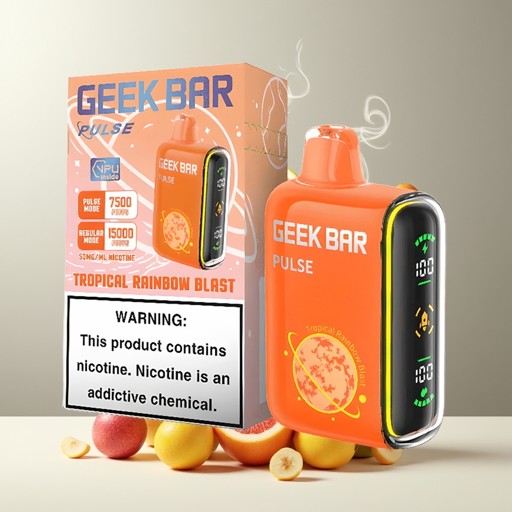 Geek Bar Pulse 15000 Puffs grossister Sverige med 16ML e-vätska 5 nikotin och USB Type-C-laddning