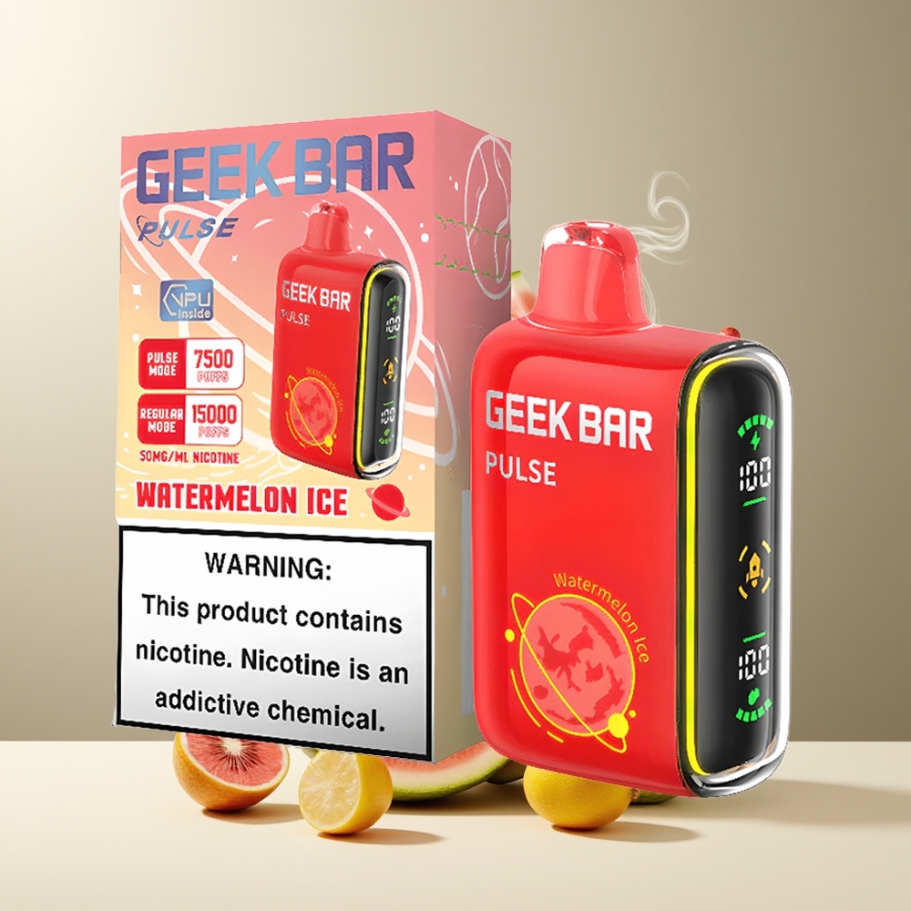 Geek Bar Pulse 15000 Puffs grossister Sverige med 16ML e-vätska 5 nikotin och USB Type-C-laddning