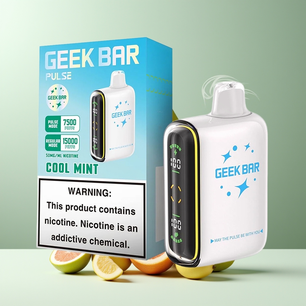 Geek Bar Pulse 15000 Puffs grossister Sverige med 16ML e-vätska 5 nikotin och USB Type-C-laddning