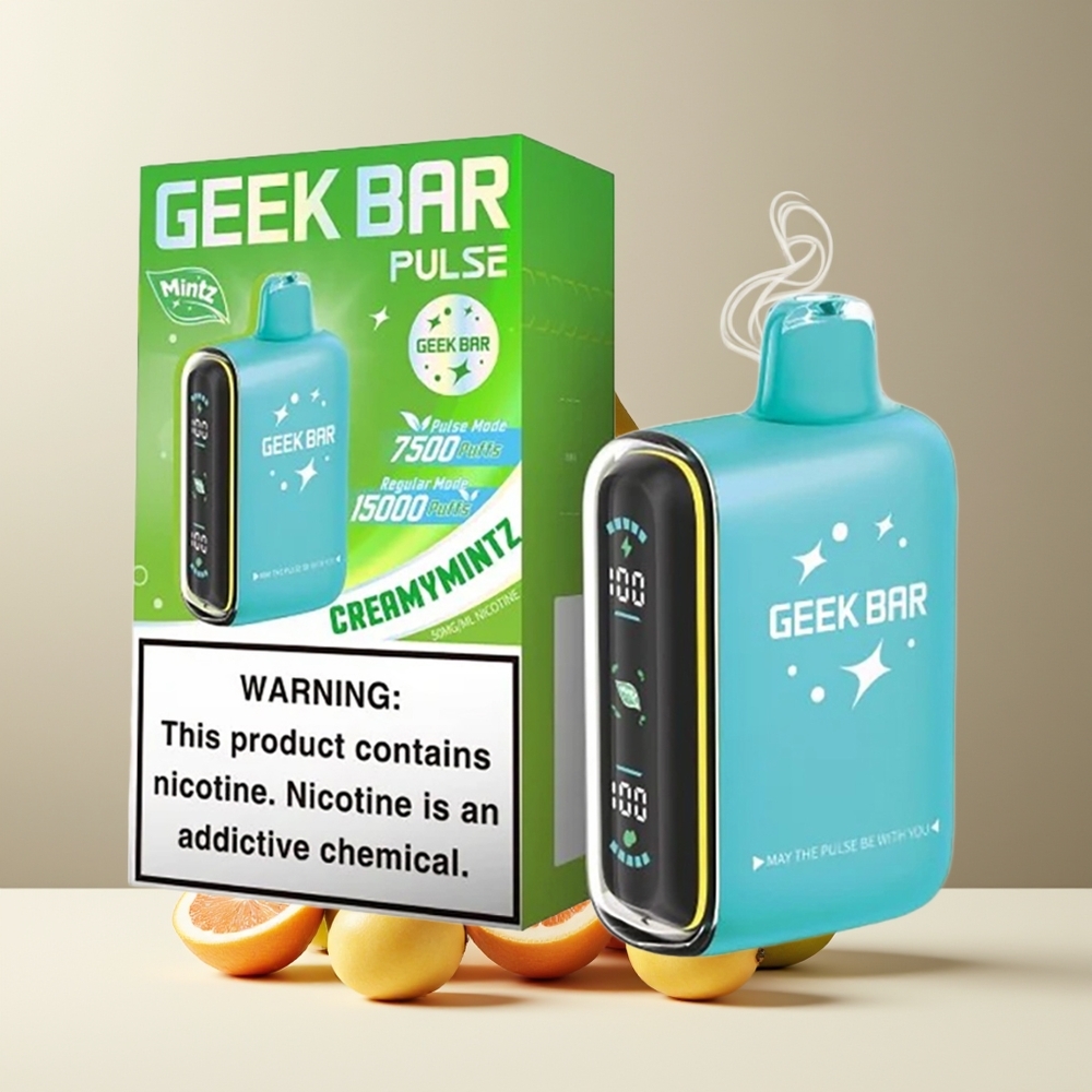 Geek Bar Pulse 15000 Puffs grossister Sverige – 16ML E-vätska 5 Nikotin Justerbar Luftflöde USB Type-C