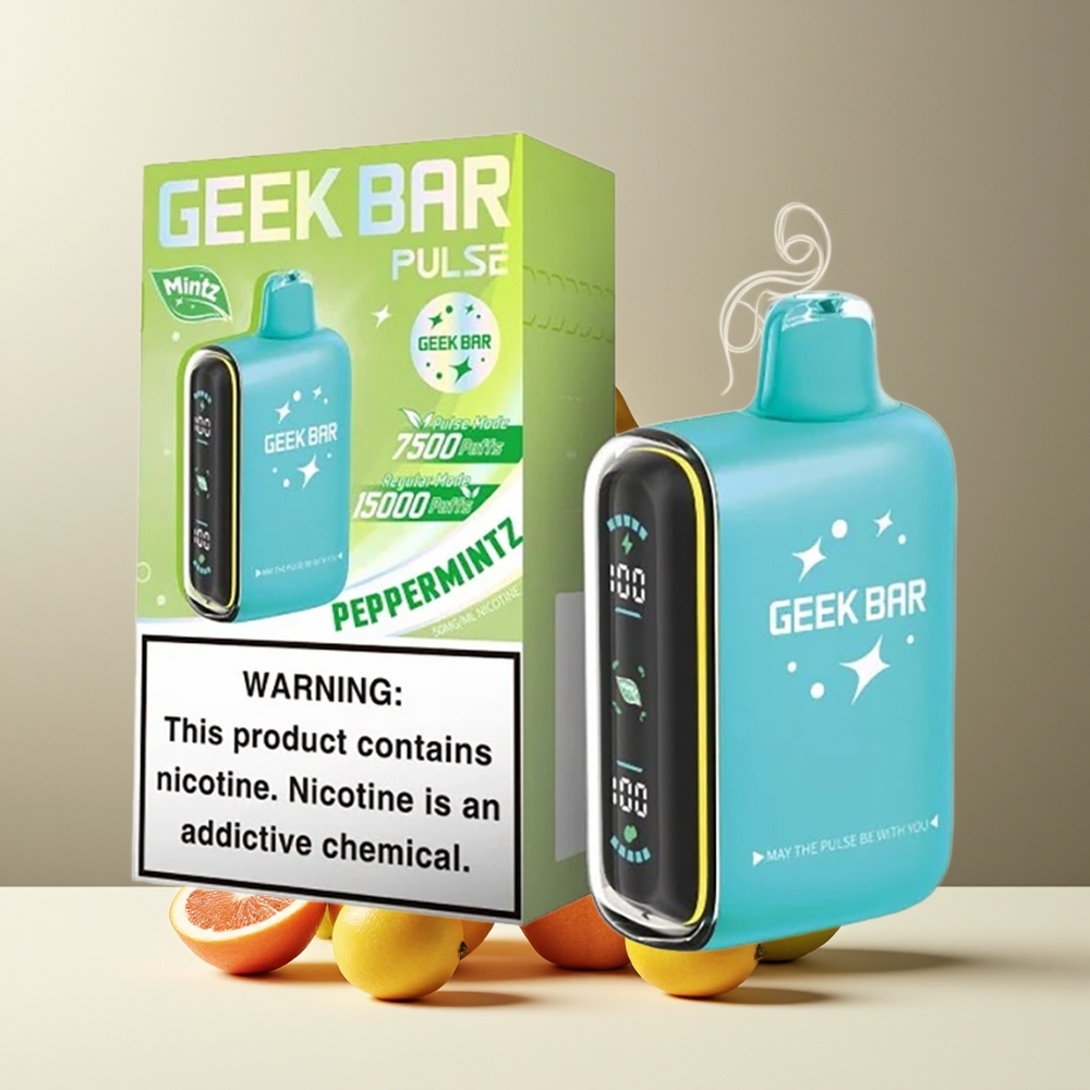 Geek Bar Pulse 15000 Puffs grossister Sverige – 16ML E-vätska 5 Nikotin Justerbar Luftflöde USB Type-C