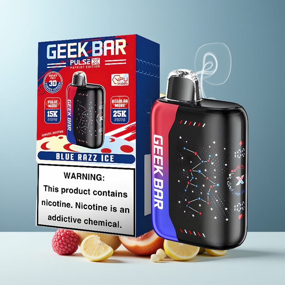 Geek Bar Pulse X 25000 Puffs grossister Sverige med 18mL Pre-filled E-Liquid 3D Curved Indicator Screen  USB Type-C Charging