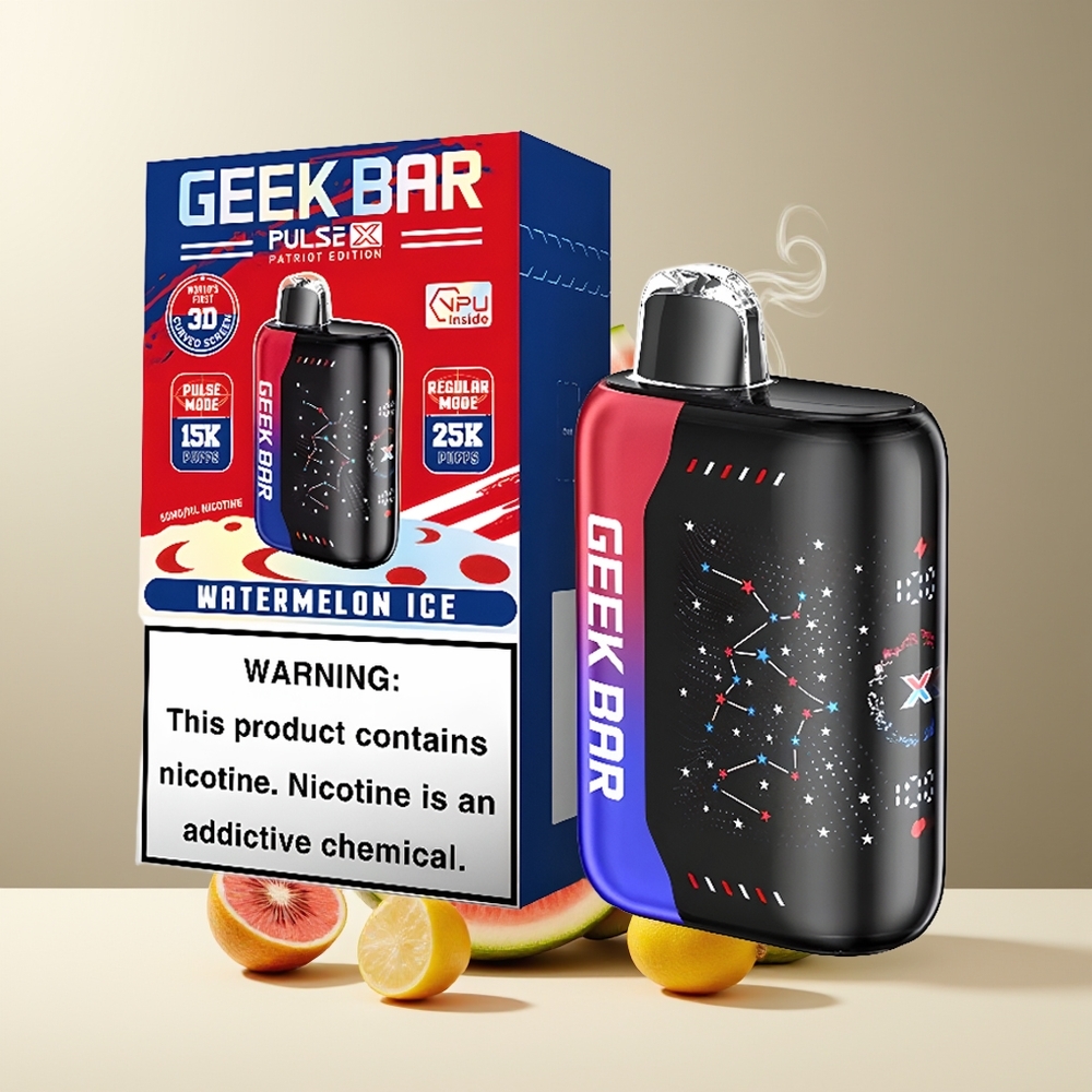 Geek Bar Pulse X 25000 Puffs grossister Sverige med 18mL Pre-filled E-Liquid 3D Curved Indicator Screen  USB Type-C Charging