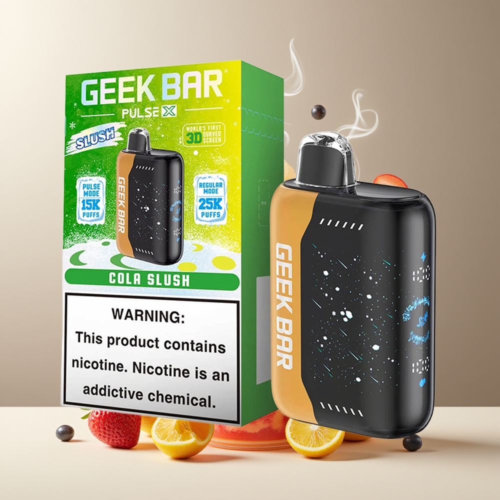 Geek Bar Pulse X 25000 Puffs grossister Sverige med 18mL Pre-filled E-Liquid 3D Curved Indicator Screen  USB Type-C Charging