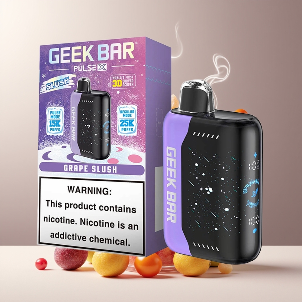 Geek Bar Pulse X 25000 Puffs grossister Sverige med 18mL Pre-filled E-Liquid 3D Curved Indicator Screen  USB Type-C Charging