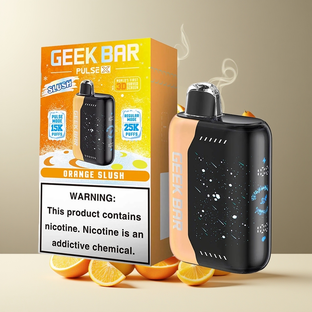 Geek Bar Pulse X 25000 Puffs grossister Sverige med 18mL Pre-filled E-Liquid 3D Curved Indicator Screen  USB Type-C Charging