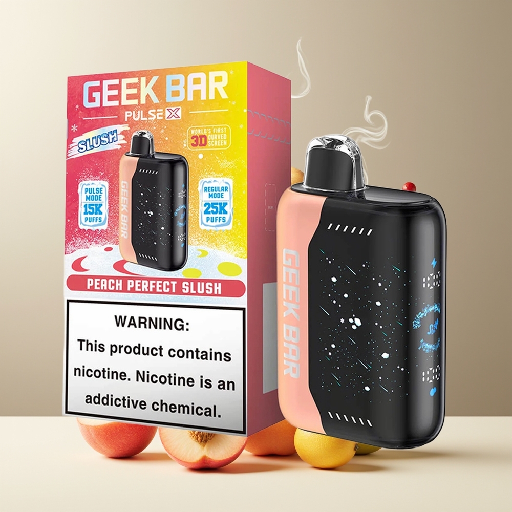 Geek Bar Pulse X 25000 Puffs grossister Sverige med 18mL Pre-filled E-Liquid 3D Curved Indicator Screen  USB Type-C Charging