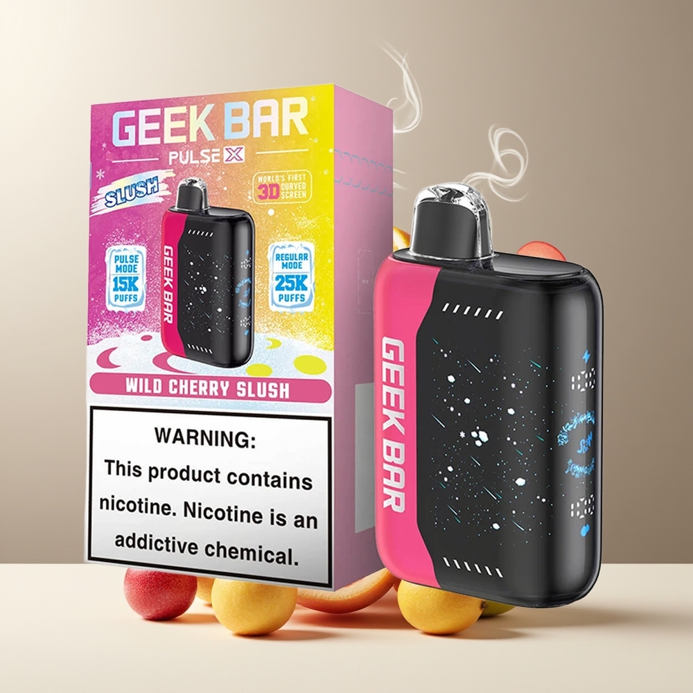 Geek Bar Pulse X 25000 Puffs grossister Sverige med 18mL Pre-filled E-Liquid 3D Curved Indicator Screen  USB Type-C Charging