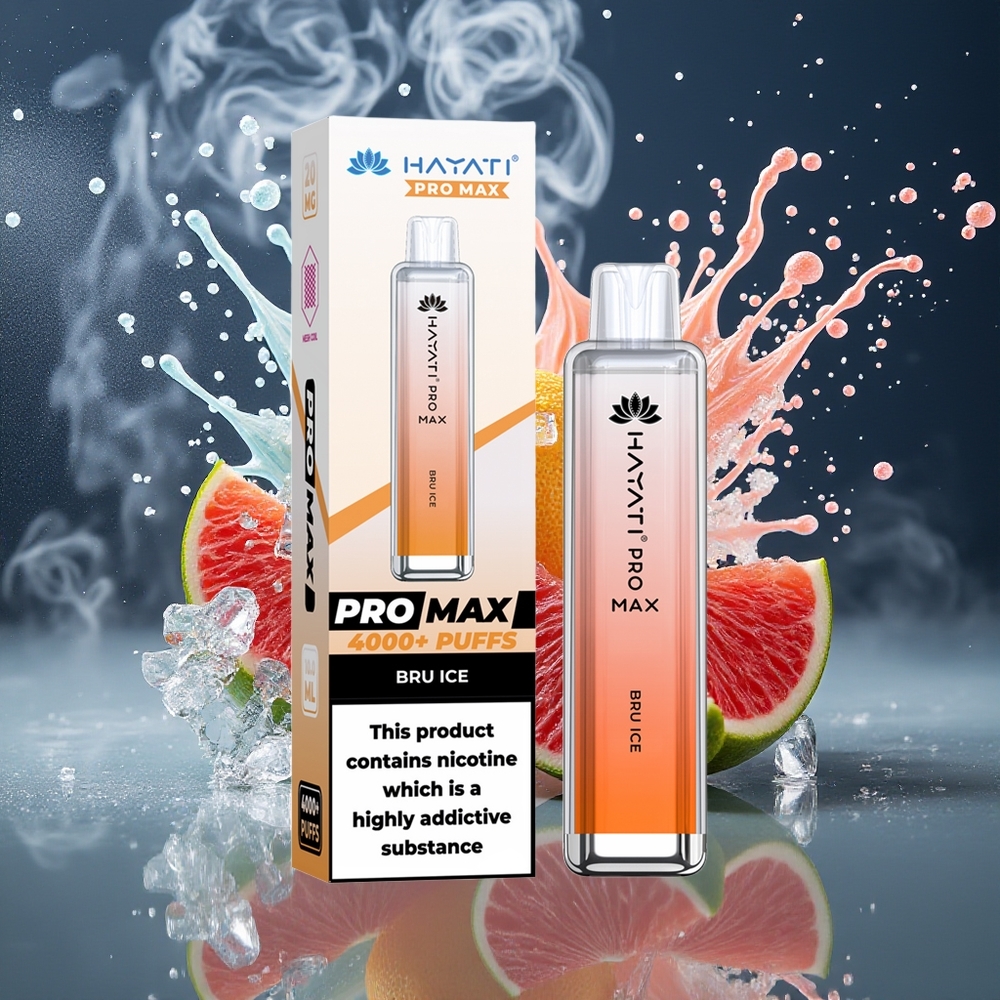 Hayati Pro Max 4000 Puffs Disposable Vape - 1400mAh Batteri 2/5 Nikotinstyrka Kristallutseende TPD-Compliant - grossister Sverige