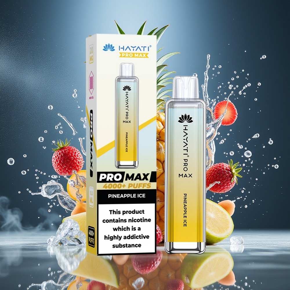 Hayati Pro Max 4000 Puffs Disposable Vape - 2 5 Nikotin 1400mAh Batteri LED-belysning Kristallutseende grossister Sverige