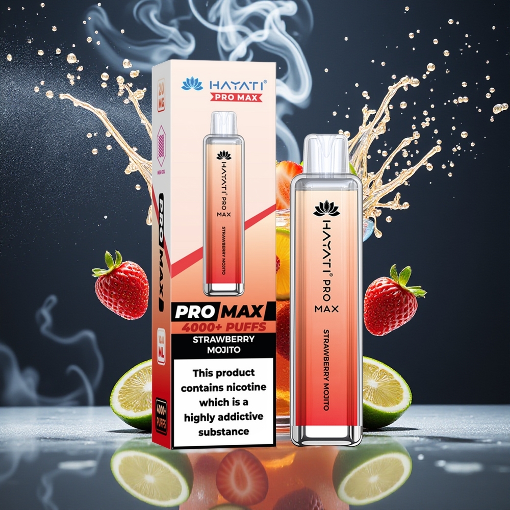 Hayati Pro Max 4000 Puffs Disposable Vape - 2ml tank med 10ml auto påfyllning 1400mAh batteri LED-belysning grossister Sverige