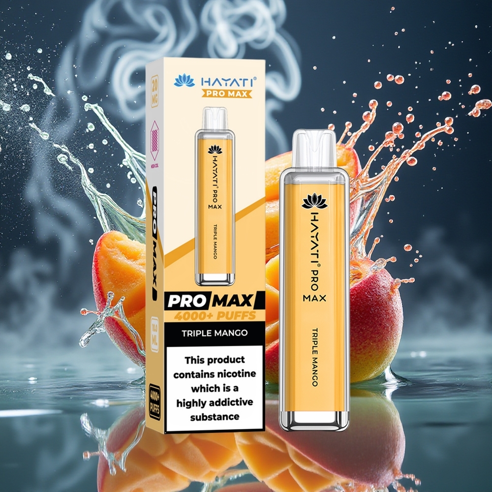 Hayati Pro Max 4000 Puffs Disposable Vape grossister Sverige med 1400mAh batteri 2/5 nikotin  LED-belysning