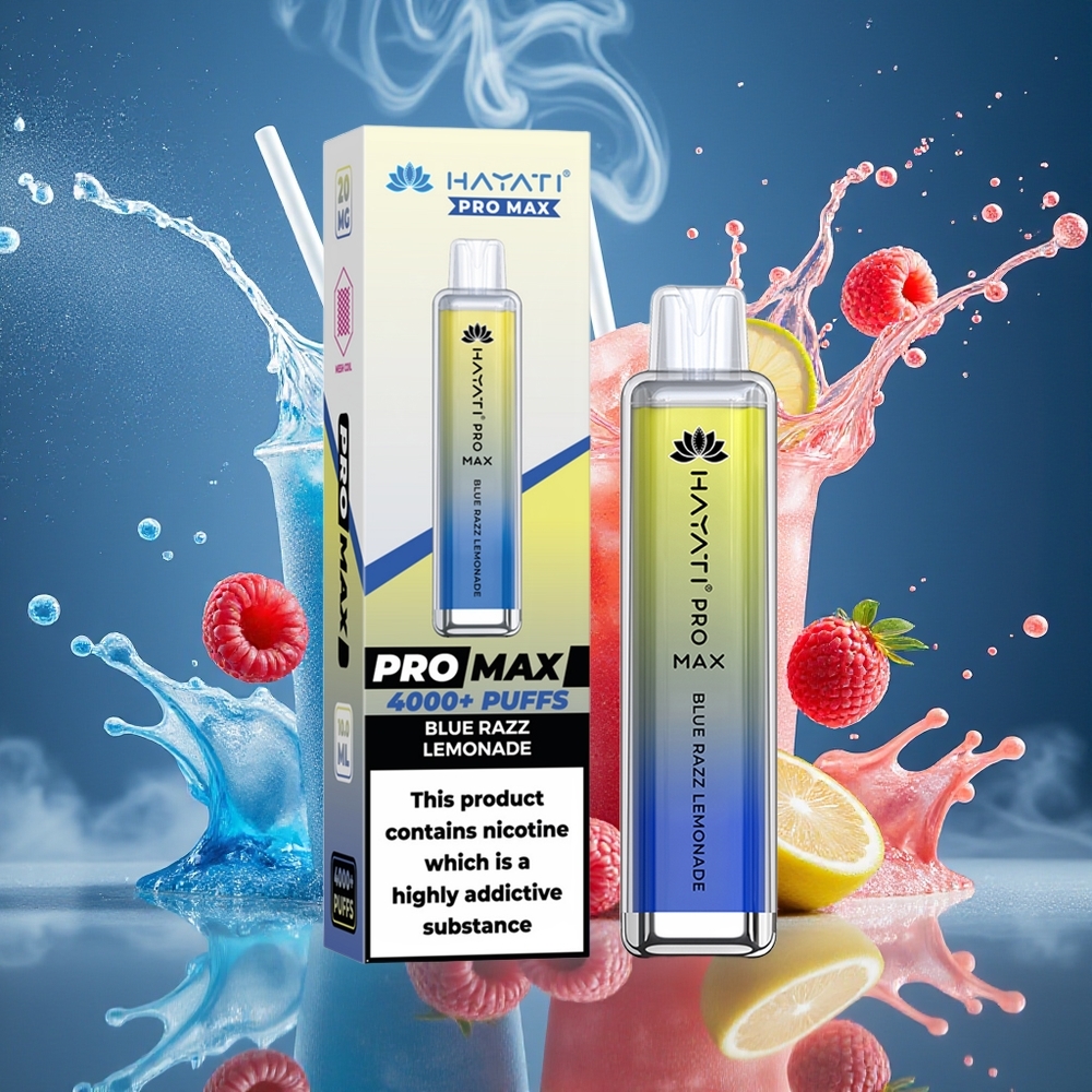 Hayati Pro Max 4000 Puffs Disposable Vape – 1400mAh 2/5 Nikotin 4000 puffar LED-belysning TPD-godkänd – grossister Sverige