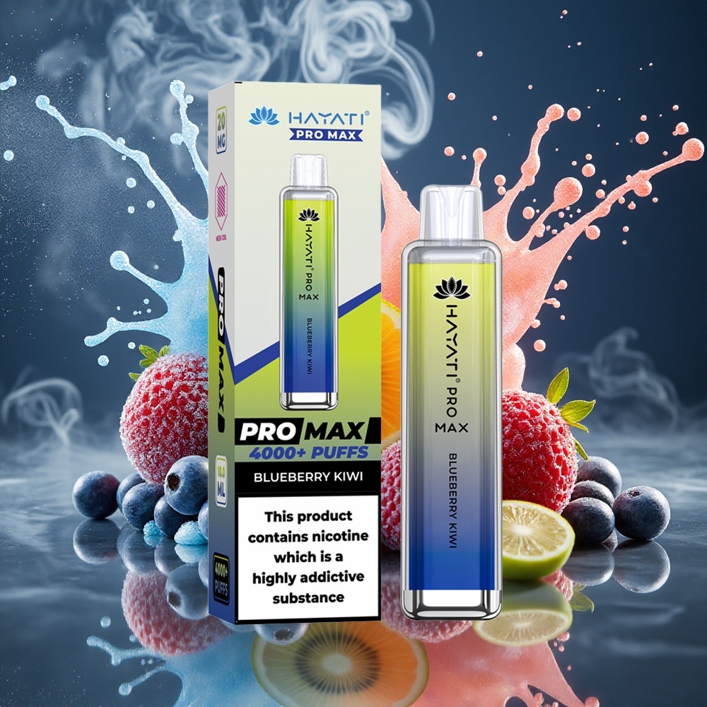 Hayati Pro Max 4000 Puffs Disposable Vape – 1400mAh batteri 2/5 nikotinstyrka LED-belysning TPD-certifierad – grossister Sverige