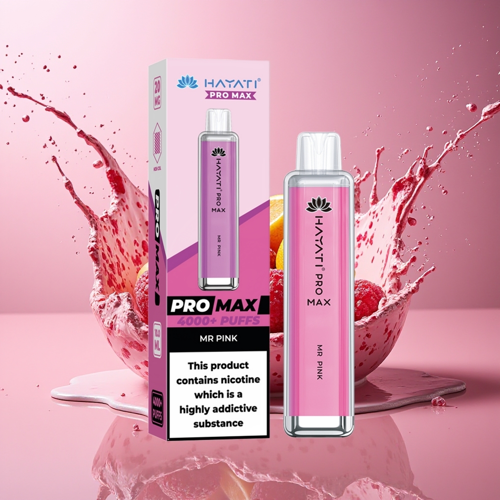 Hayati Pro Max 4000 Puffs Grossister Sverige – 1400mAh Batteri 2/5 Nikotin LED-belysning Kristallutseende TPD-certifierad