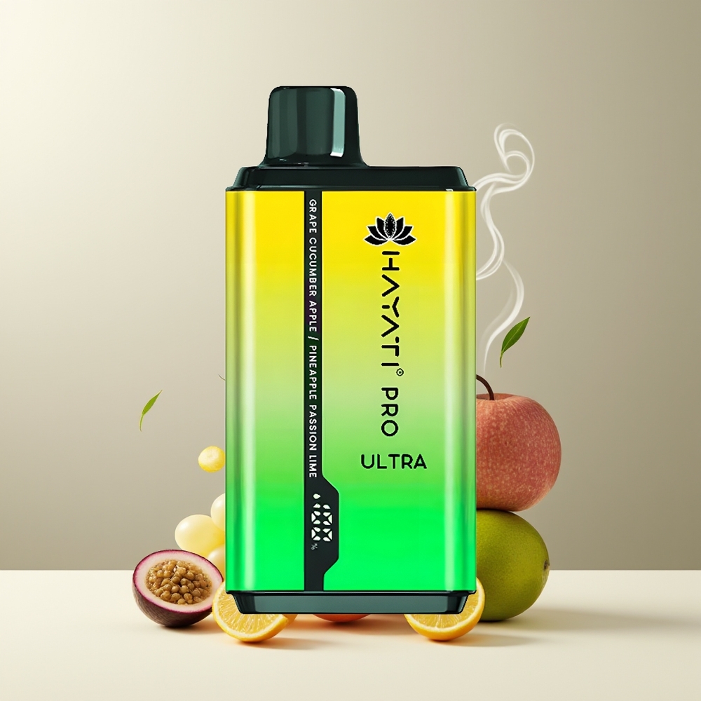 Hayati Pro Ultra 15000+ Puffs 850mAh 2 12ml 2 49 Smaker grossister Sverige Drue Agurk Æble Ananas Passionsfrugt