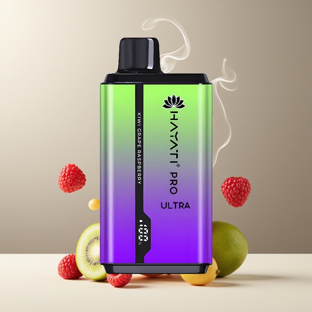 Hayati Pro Ultra 15000+ Puffs 850mAh 2 12ml 2 49 Smaker grossister Sverige Kiwi Drue Hindbær