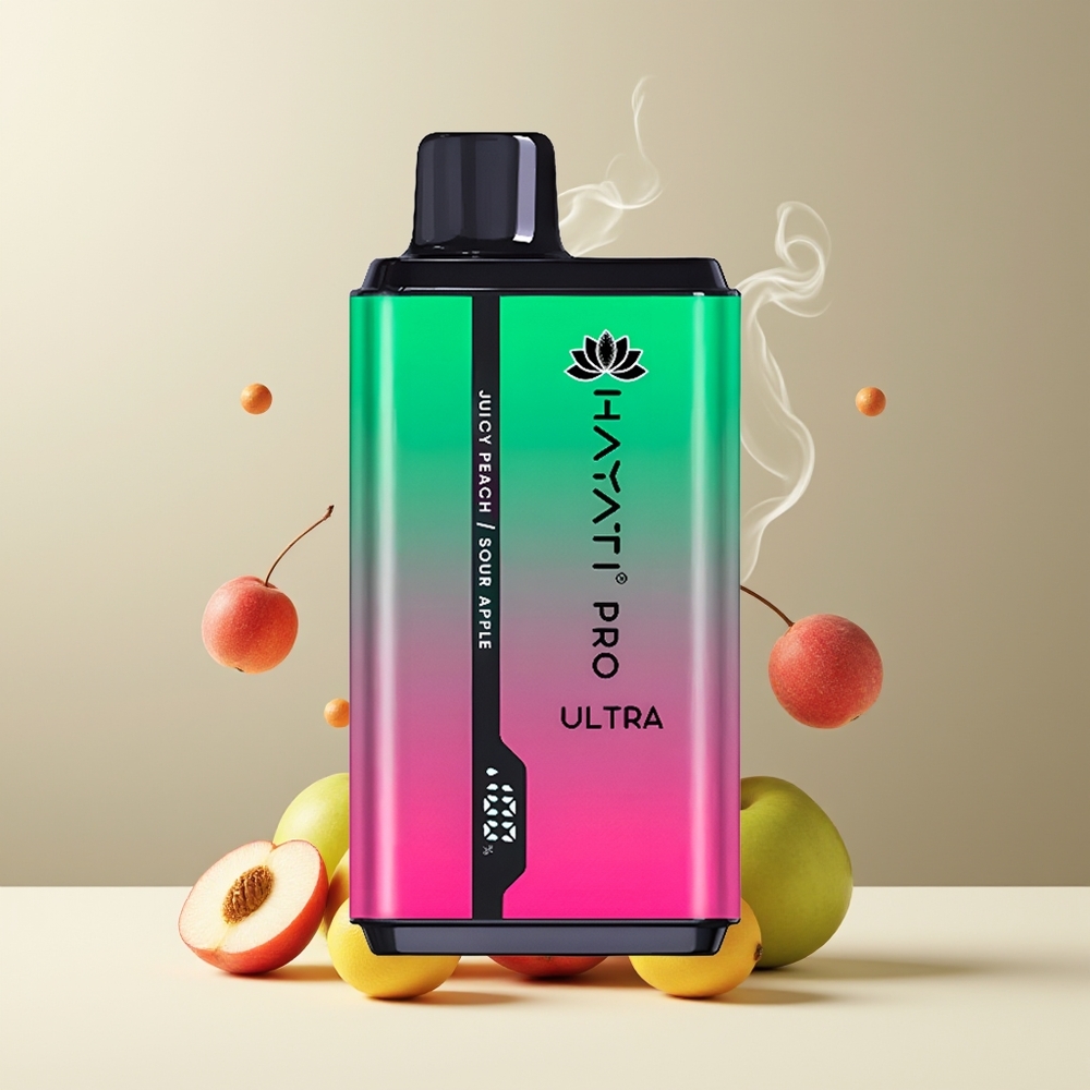 Hayati Pro Ultra 15000+ Puffs 850mAh 2 12ml 2 49 Smaker grossister Sverige Sur Æble Saftig Fersken