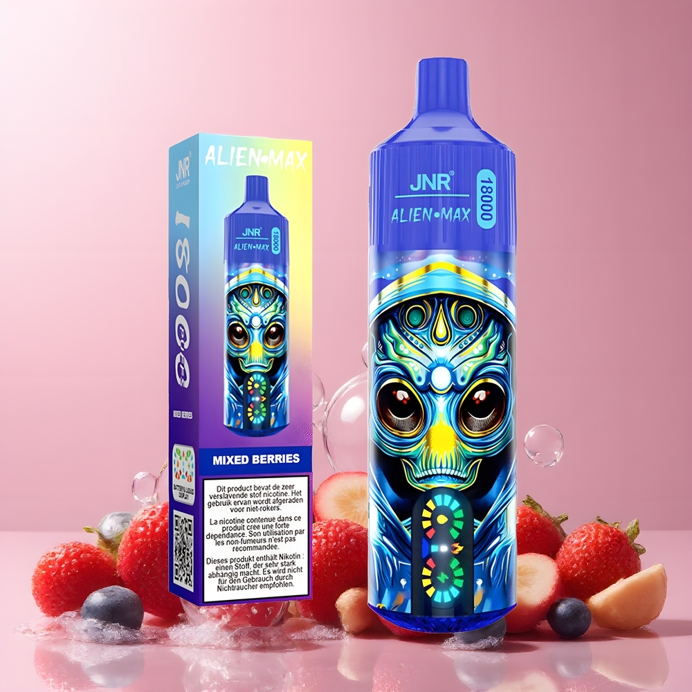 JNR Alien Max 18000 Puffs grossister Sverige med Smart LED Display Dual Mesh Coil  Dual Core 20 imponerande smaker 850mAh batteri