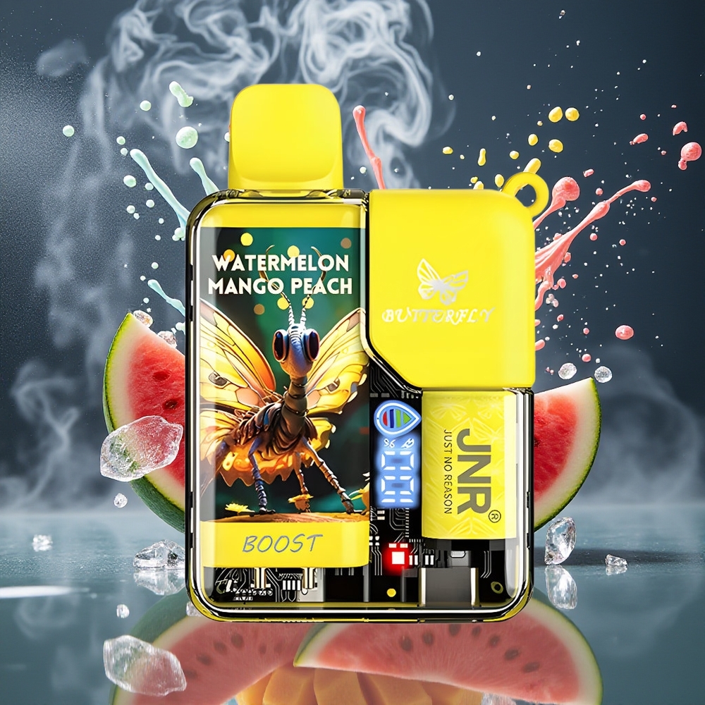 JNR Butterfly 8500 Puffs Disposable Vape Grossister Sverige – 1200mAh 15ml 10ohm Mesh Coil Digital Display