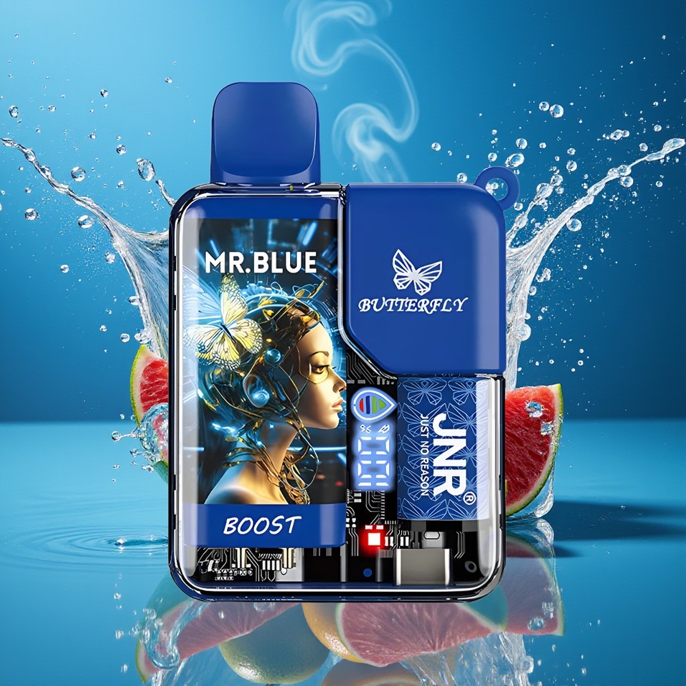JNR Butterfly 8500 Puffs Disposable Vape Grossister Sverige – 1200mAh 15ml Digital Display 10ohm Mesh Coil