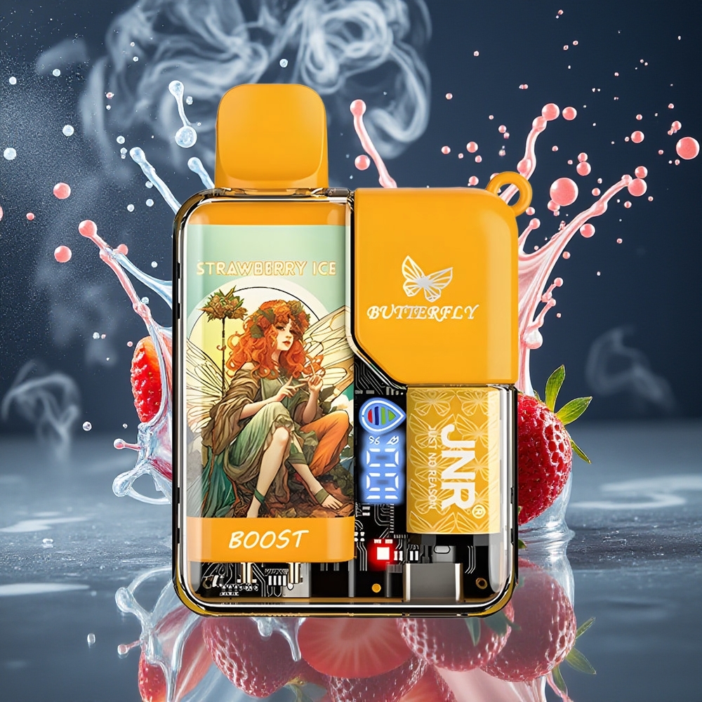JNR Butterfly 8500 Puffs Grossister Sverige – 1200mAh Batteri 15ml E-vätska Digital Display Genomskinlig Kropp Med Banddesign