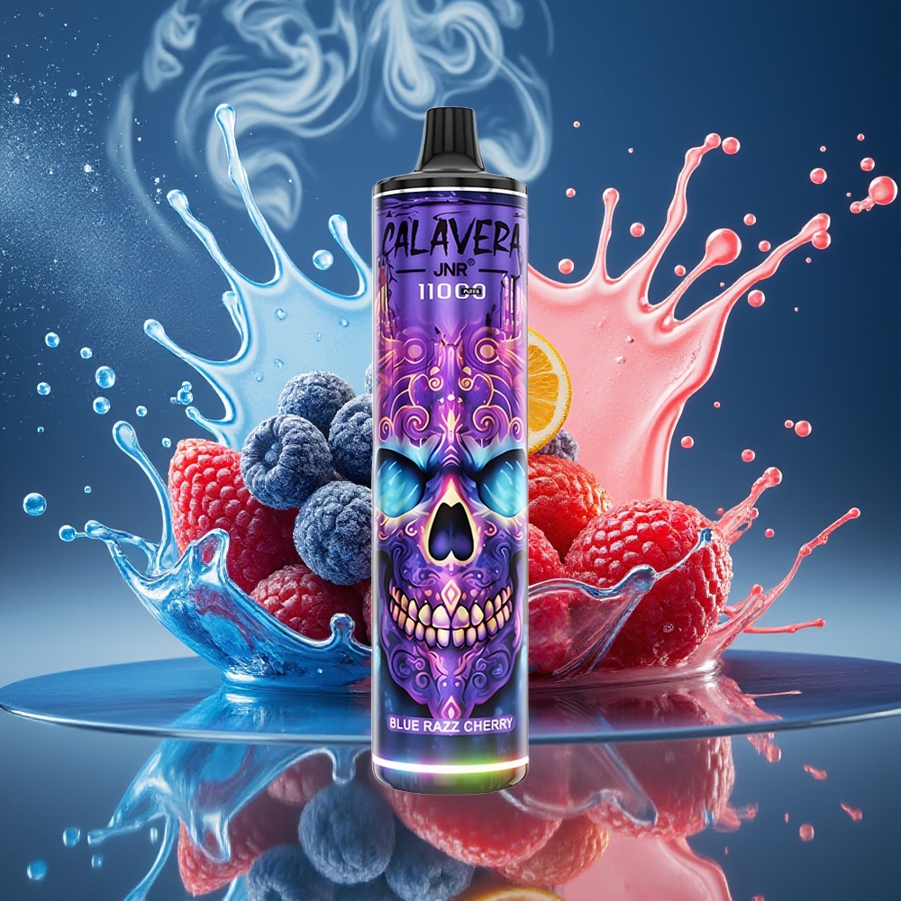 JNR Calavera 11000 Puffs Disposable Vape med Type-C-laddning 850 mAh batteri  21ml e-vätska – grossister Sverige Blå Razz Körsbär
