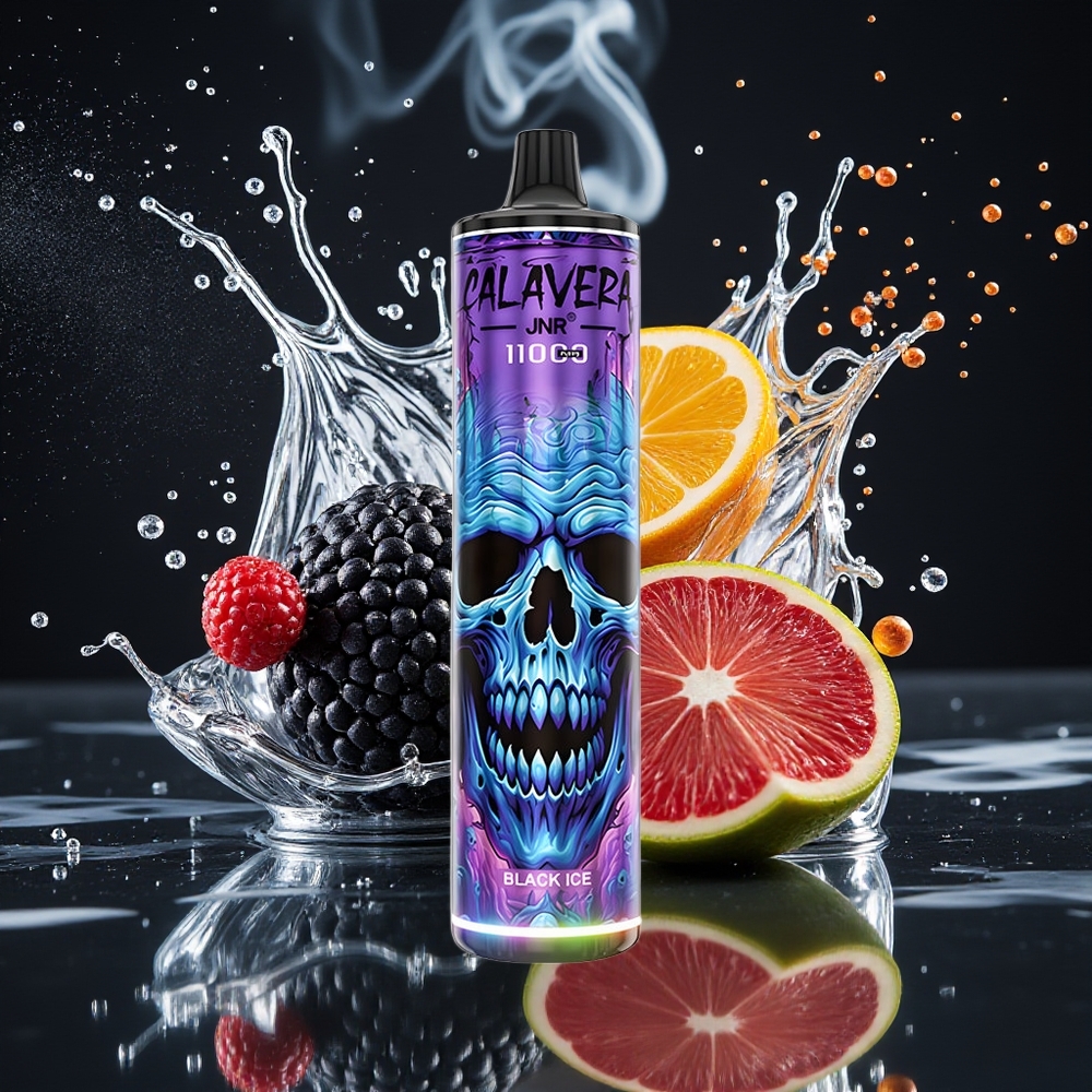 JNR Calavera 11000 Puffs Disposable Vape med Type-C laddning 850 mAh batteri 21ml e-vätska grossister Sverige Svart Is