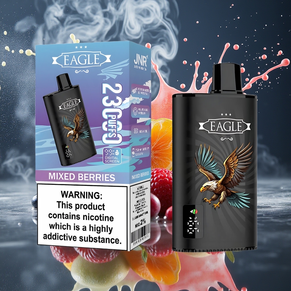 JNR EAGLE Smart 23000 Puffs Disposable Vape med Digital Skärm 10ohm Mesh Coil  Justerbar Luftflöde – grossister Sverige Blandade Bär