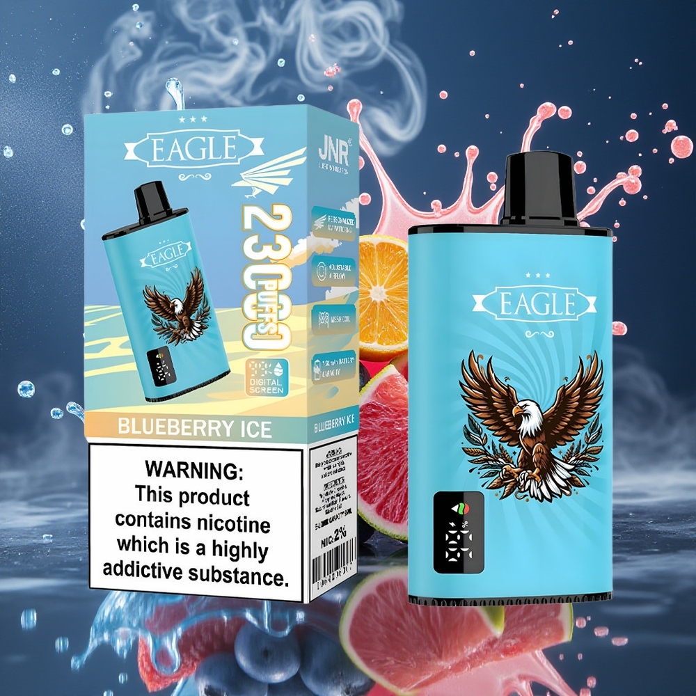 JNR EAGLE Smart 23000 Puffs Disposable Vape med Digital Skärm 10ohm Mesh Coil  Justerbar Luftflöde – grossister Sverige Blåbärsglass