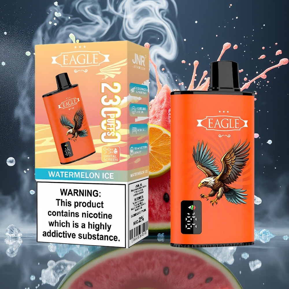 JNR EAGLE Smart 23000 Puffs Disposable Vape med Digital Skärm 10ohm Mesh Coil  Justerbar Luftflöde – grossister Sverige Vattenmelonglass