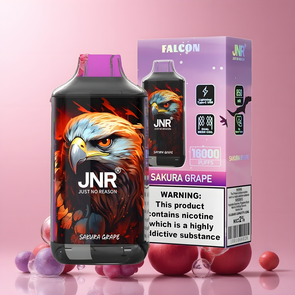 JNR Falcon 16000 Puffs - 22ml E-liquid  850 mAh Battery - Dual Mesh Coil - Smart LED Display - Grossister Sverige