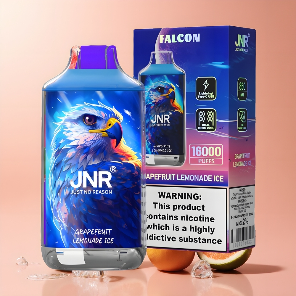 JNR Falcon 16000 Puffs 22ml Dual Mesh Coil Smart LED Display grossister Sverige