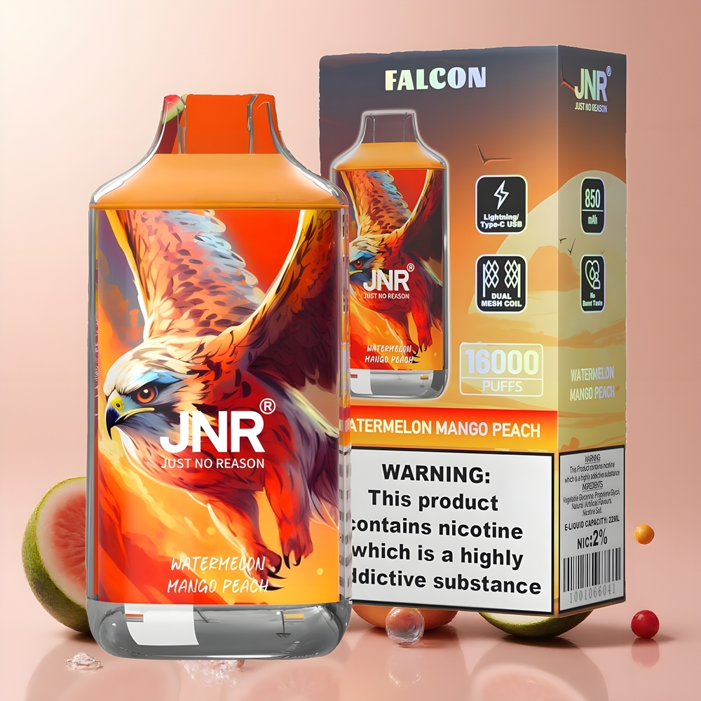 JNR Falcon 16000 Puffs 850 mAh 22ml Dual Mesh Coil Smart LED Display grossister Sverige