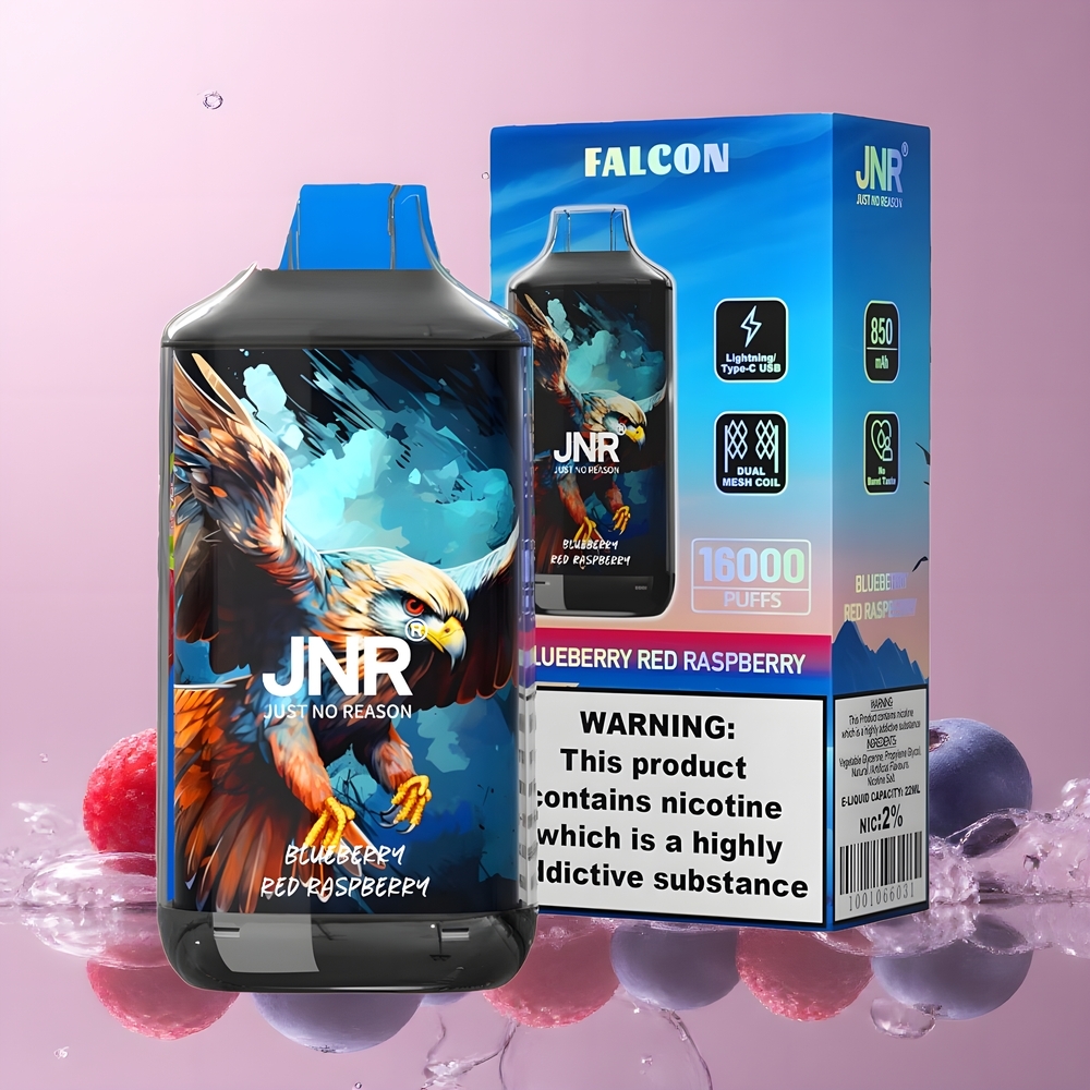 JNR Falcon 16000 Puffs grossister Sverige – 850 mAh batteri 22ml e-vätska Dual Mesh Coil Smart LED Display