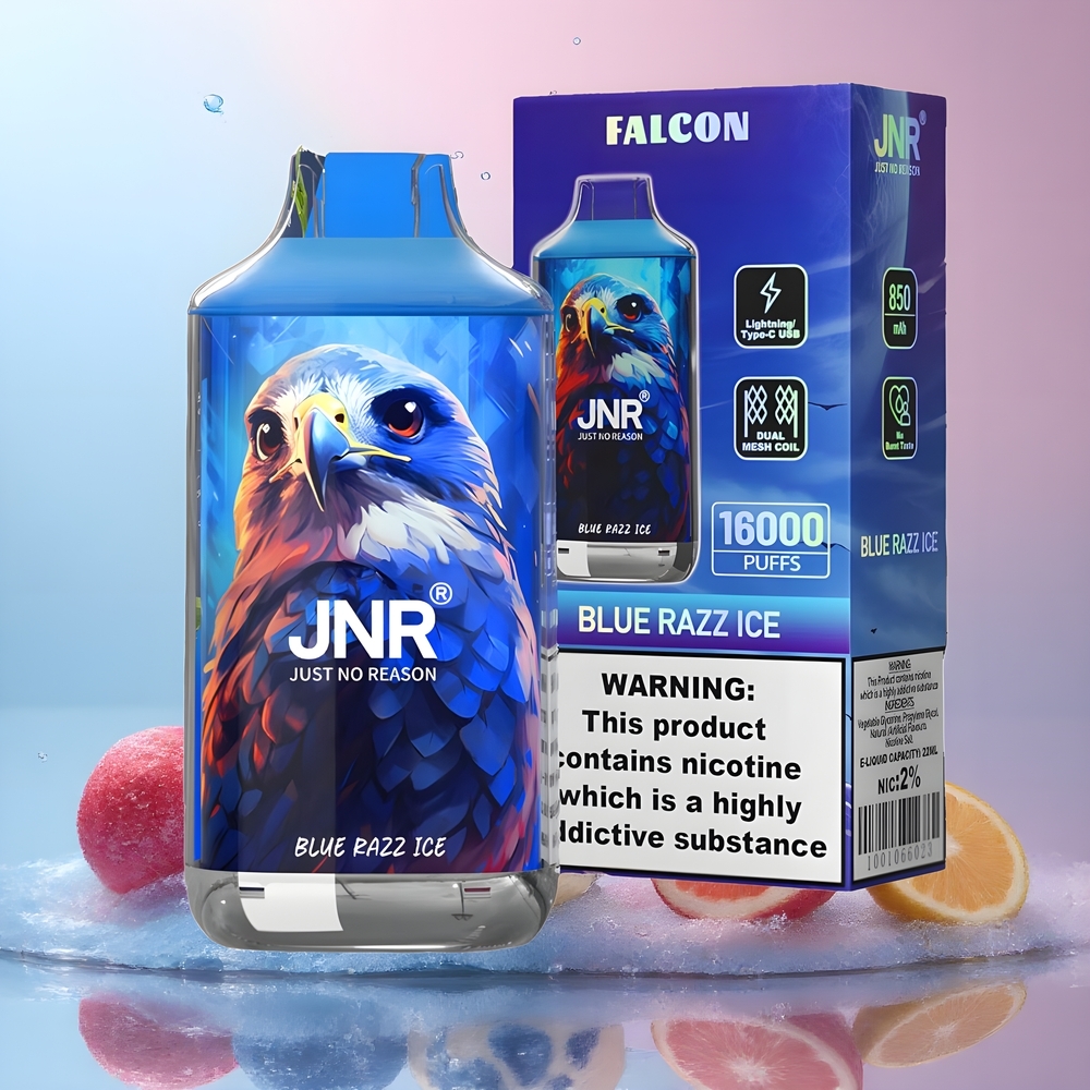 JNR Falcon 16000 Puffs – 850 mAh 22ml Dual Mesh Coil Smart LED Display Type C  Lightning 02 grossister Sverige