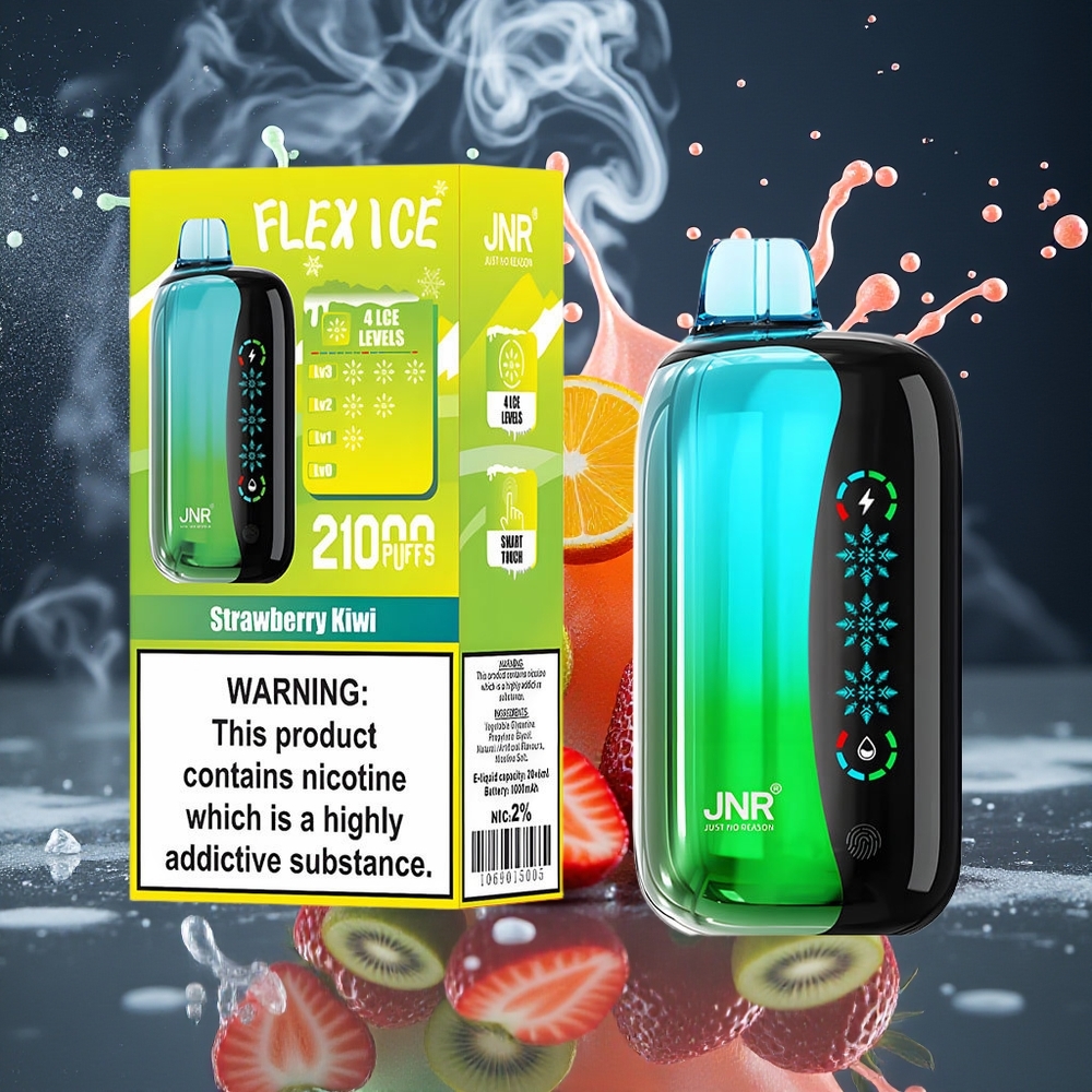 JNR Flex Ice 21000 Puffs 26ml E-vätska Justerbar Luftflöde Touchskärm 1000mAh Batteri Type-C Laddning Grossister Sverige