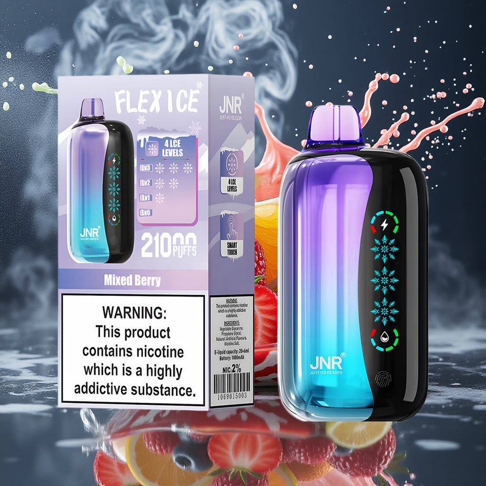JNR Flex Ice 21000 Puffs Disposable Vape Grossister Sverige – Justerbar Iskyla 26ml E-vätska Anpassningsbar Luftflöde 1000mAh Batteri