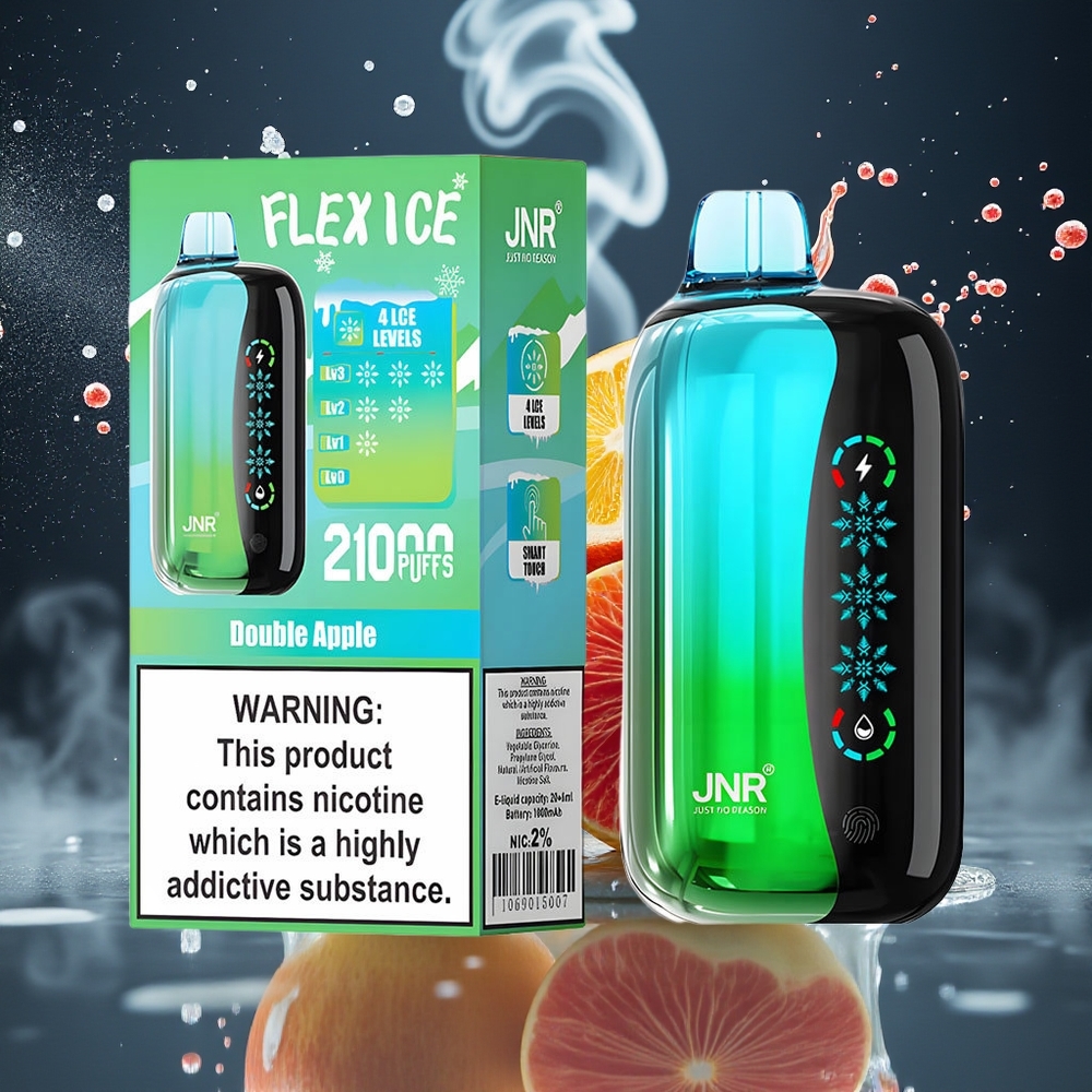JNR Flex Ice 21000 Puffs Grossister Sverige – Justerbar Kyla 26ml E-vätska 12 Ohm Dual Mesh 1000mAh Batteri Type-C-laddning