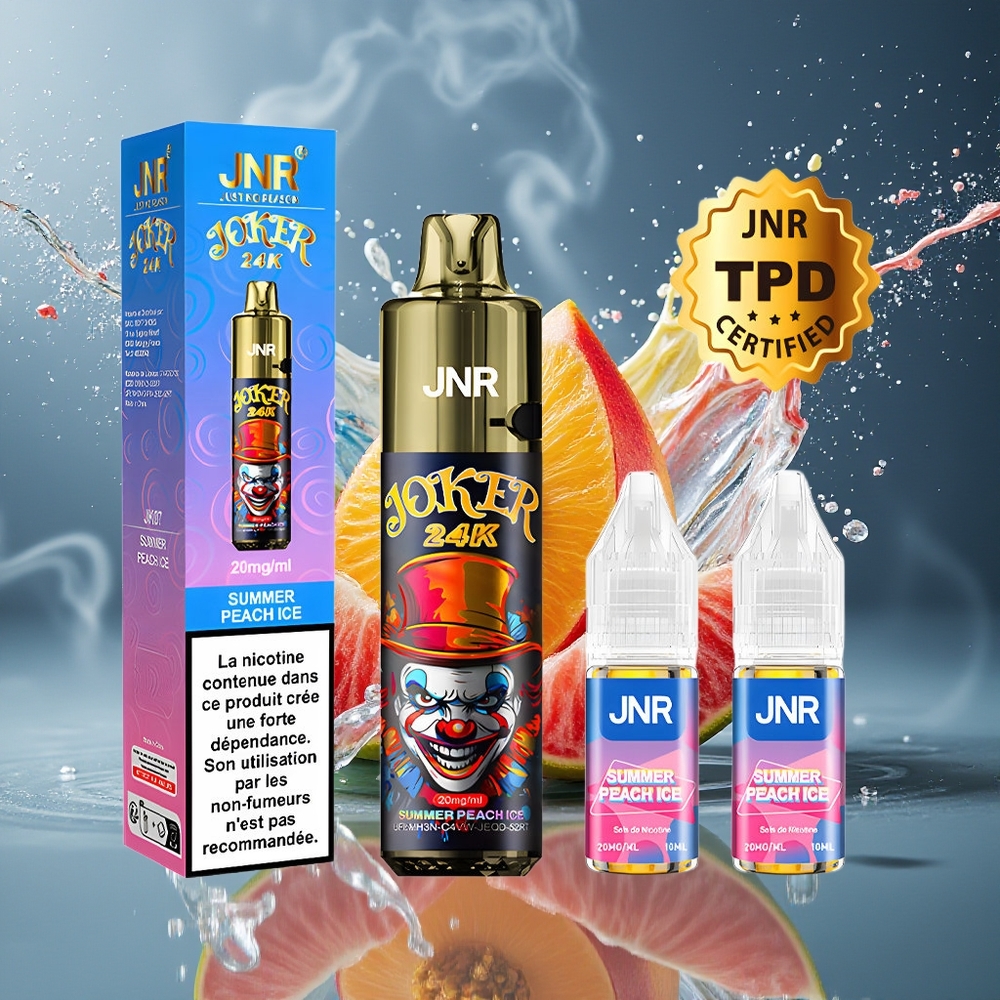 JNR Joker 24K Puffs Disposable Vape Grossister Sverige – 800mAh Batteri 2+10ml Fyllbar Pod Synlig E-vätskenivå Typ-C-laddning 24000 Puffar 2 Nikotin